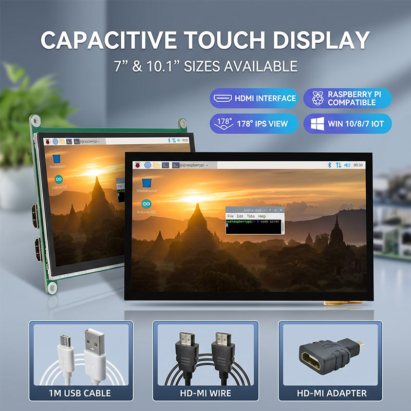 Raspberry Pi 10.1 Inch Capacitive Touch Screen Ips - IPS HDMI Touch Display 7 10.1