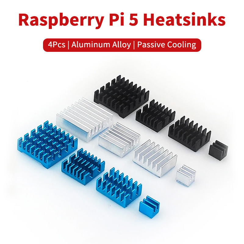 Raspberry Pi Water Cooling Kit - 4Pcs Raspberry Pi 5 Heatsinks Aluminum