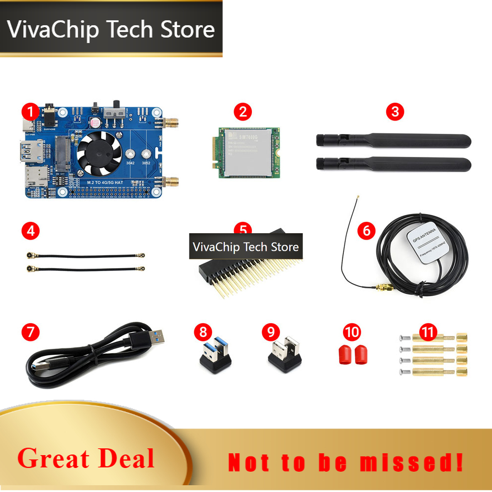 Raspberry Pi 4 8Gb Ram Kit - VivaChip Tech4G LTE GPS HAT Cooling