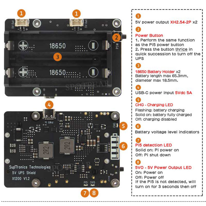 Raspberry Pi 5 UPS Expansion B - Raspberry Pi Uninterrupted Power Supply Ups 18650 review and price
